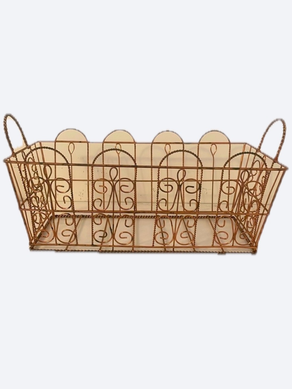 Decorative Copper Wire Basket Handle Scroll Design 13x7x6